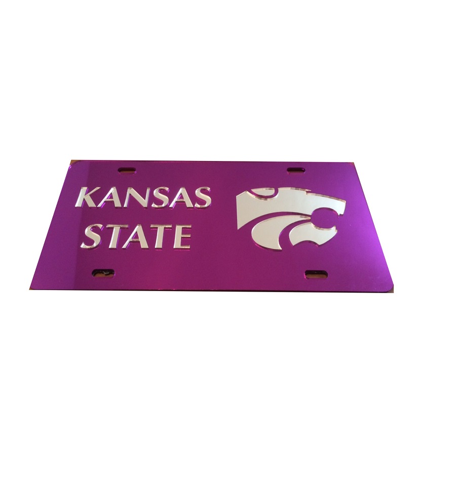 Kansas State Purple Silver Laser Cut License Plate