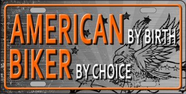American BIKER Metal License Plate