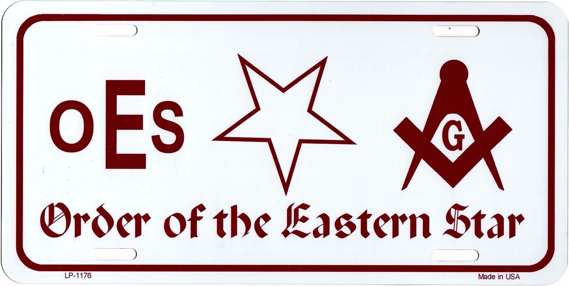 Order Of The Eastern Star Metal LICENSE PLATE