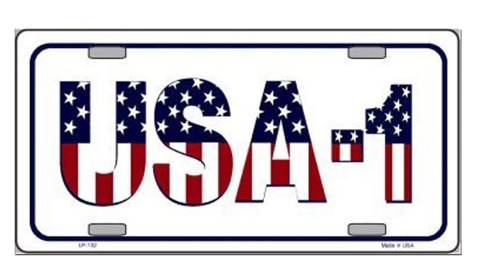 USA 1 Metal License Plate