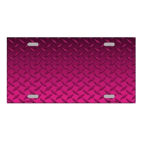 DIAMOND Plate Pink Background Metal License Plate