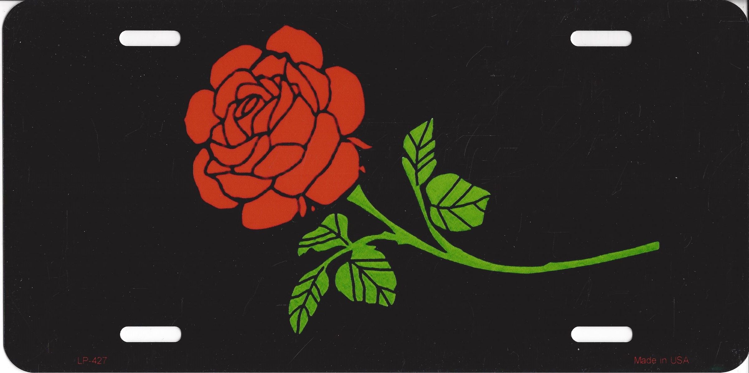 Red Rose On Black LICENSE PLATE