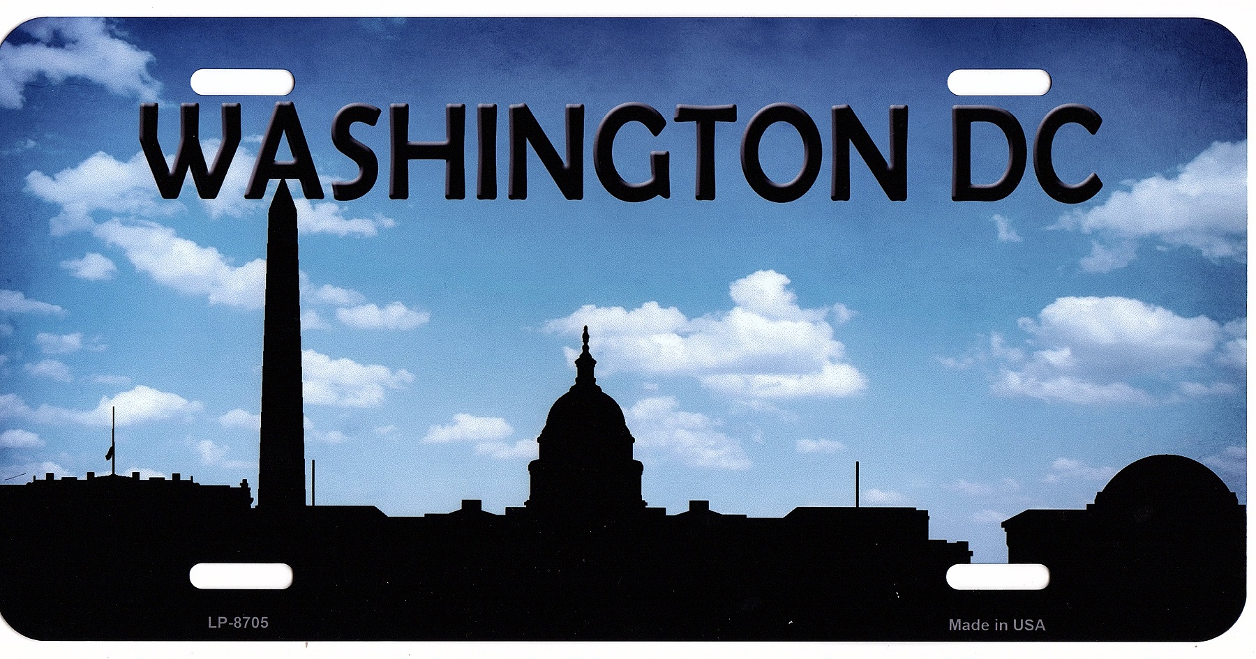 Washington DC Skyline Silhouette Metal LICENSE PLATE
