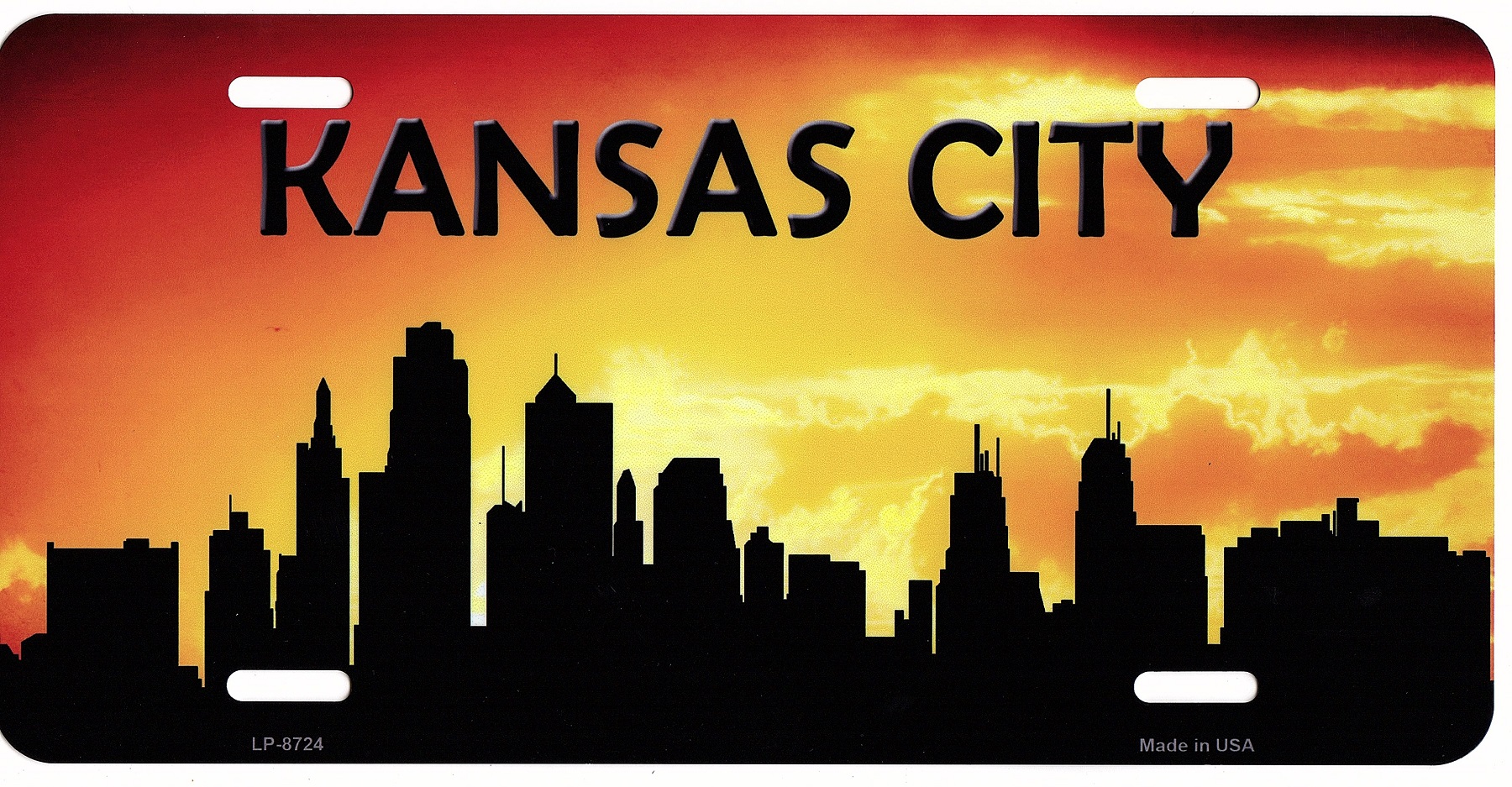 Kansas City Skyline Silhouette Metal LICENSE PLATE