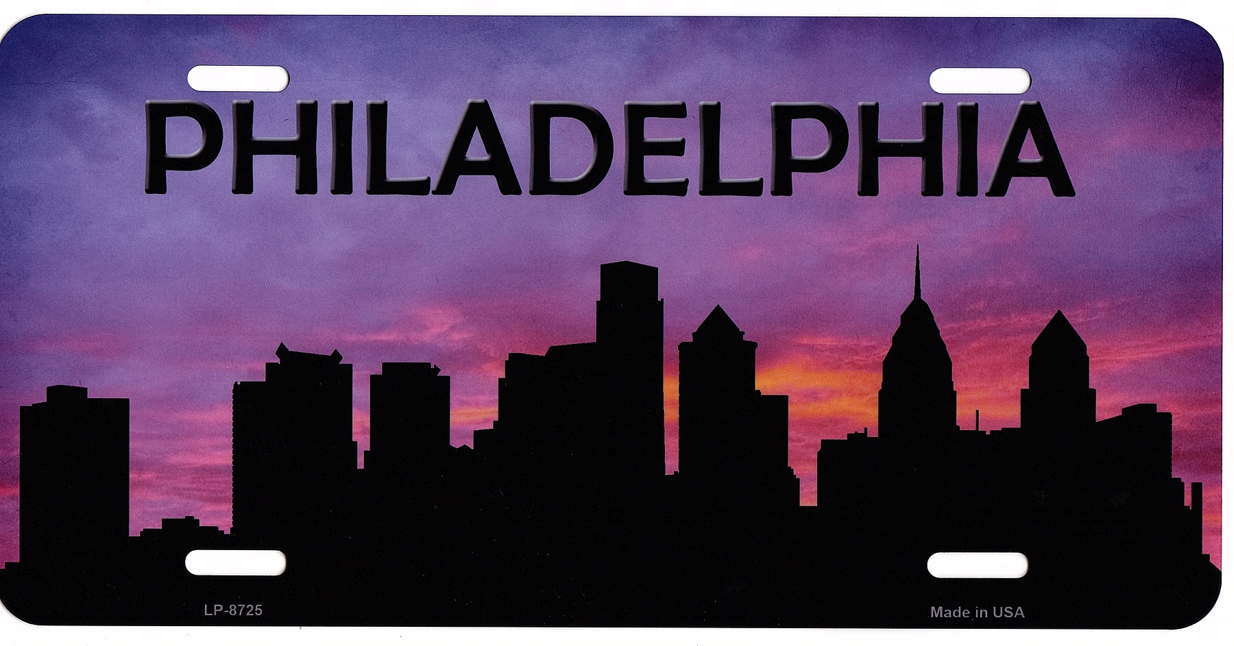 Philadelphia Skyline Silhouette Metal LICENSE PLATE