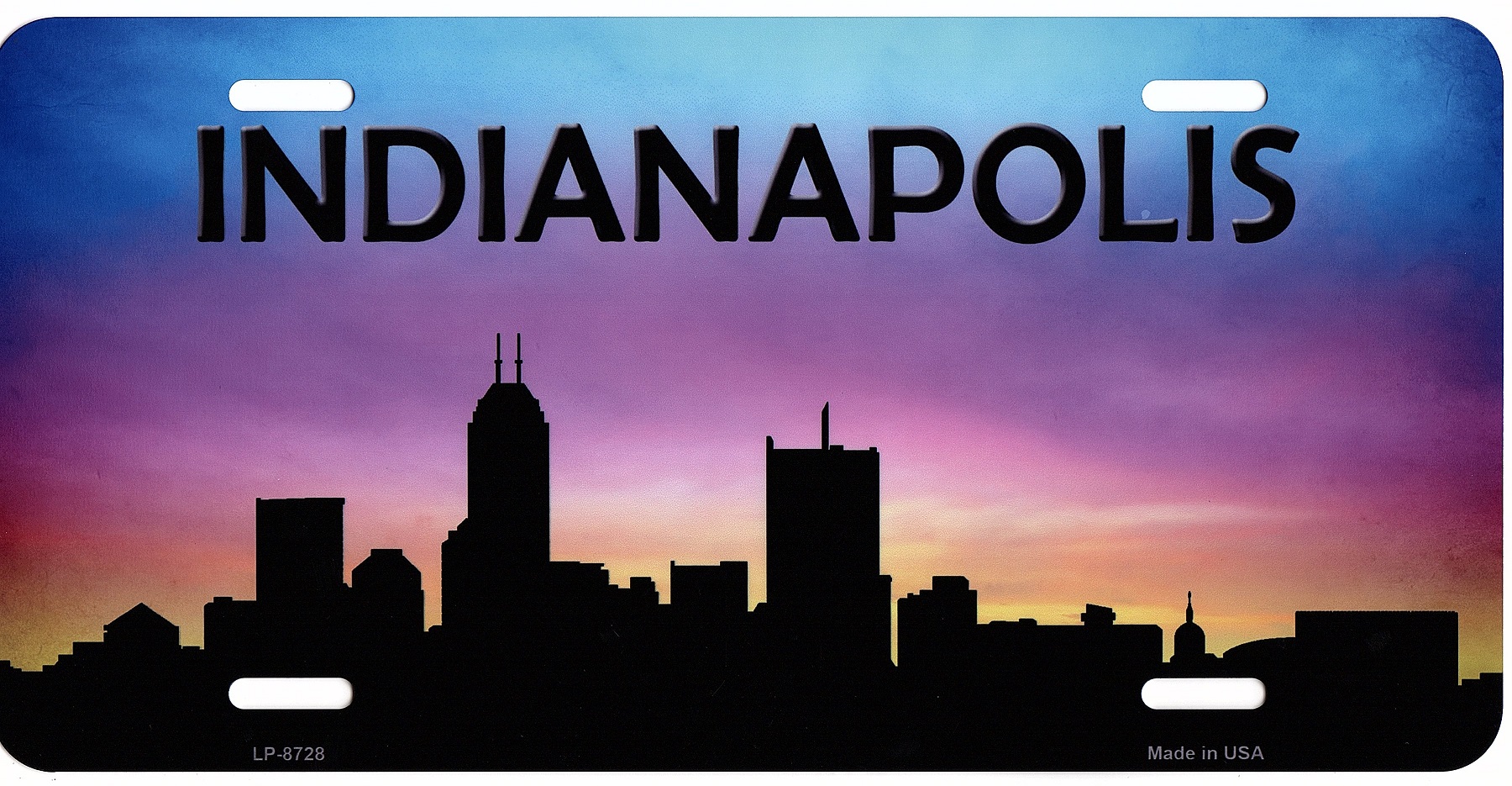Indianapolis Skyline Silhouette Metal LICENSE PLATE