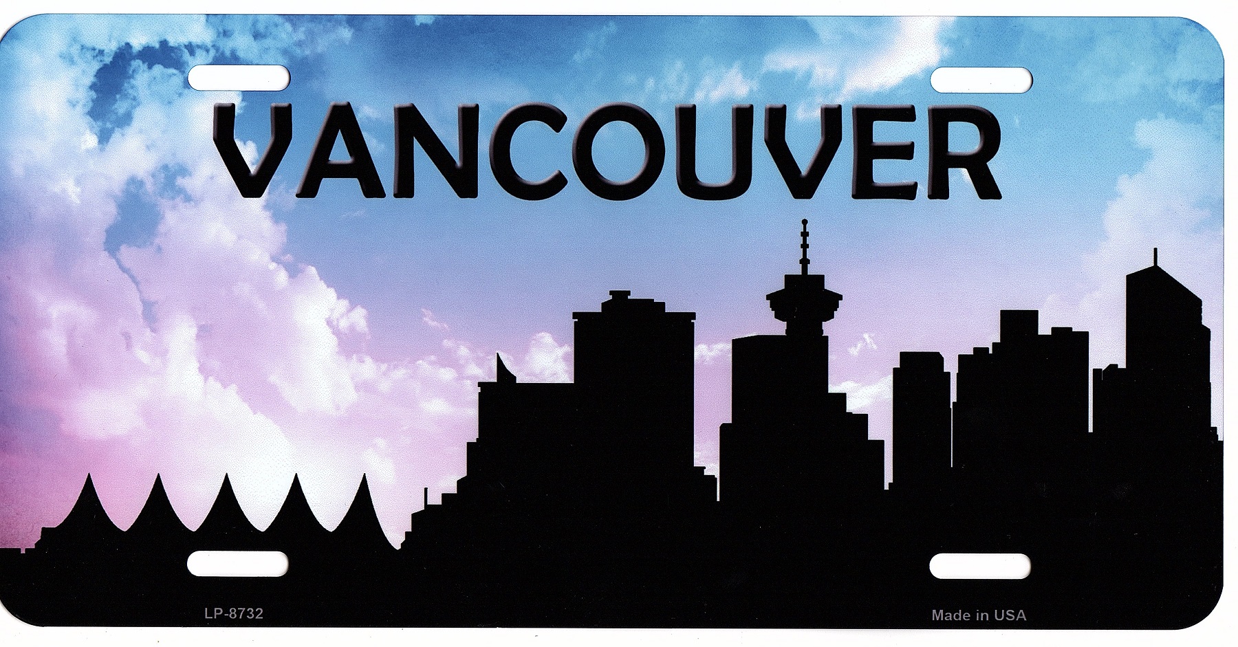 Vancouver Skyline Silhouette Metal LICENSE PLATE