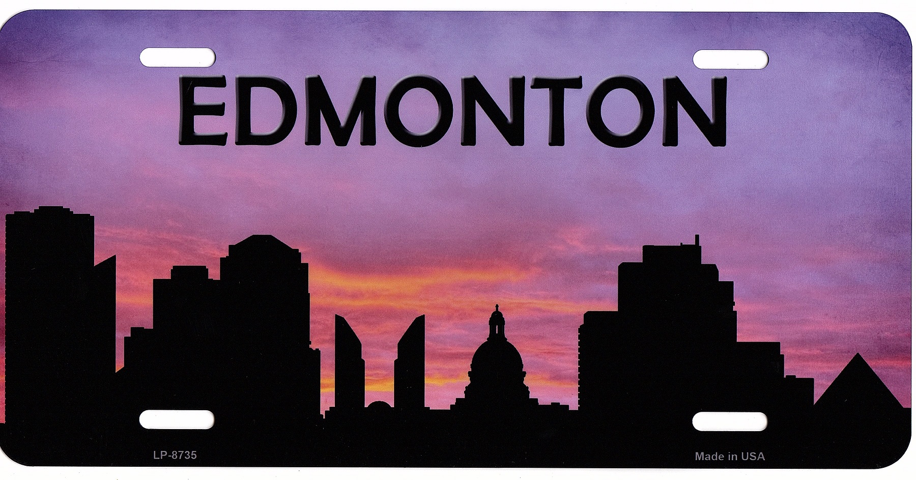 Edmonton Skyline Silhouette Metal LICENSE PLATE