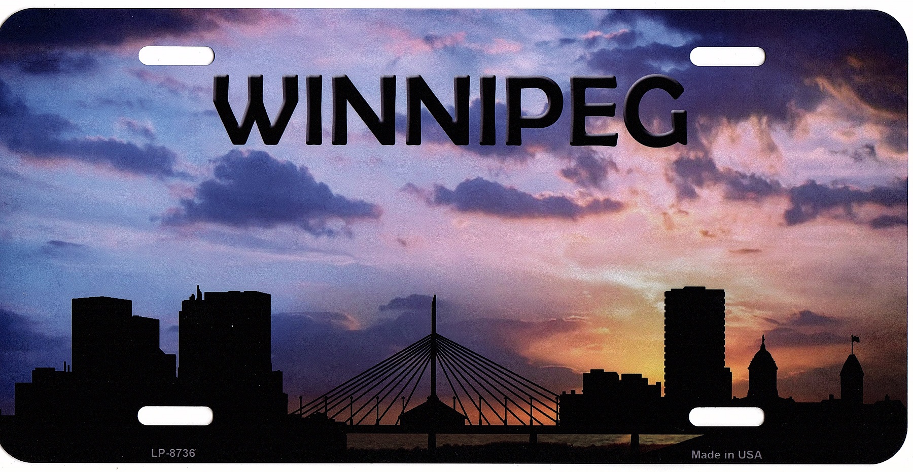 Winnipeg Skyline Silhouette Metal LICENSE PLATE