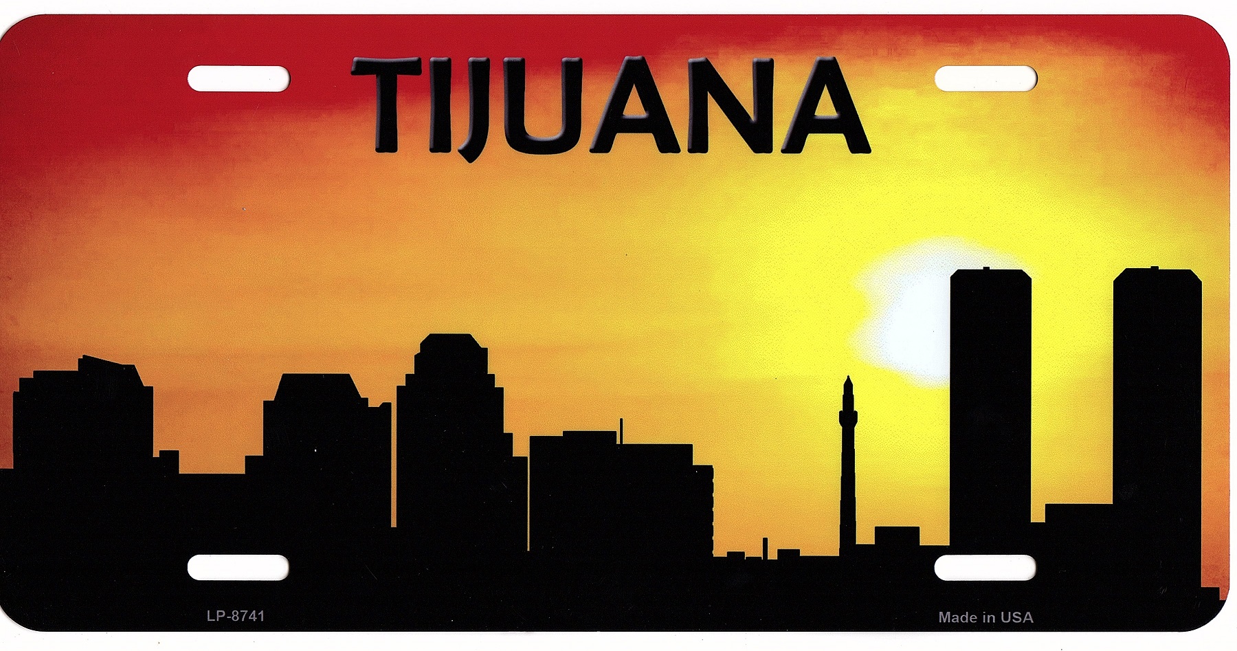 Tijuana Skyline Silhouette Metal LICENSE PLATE