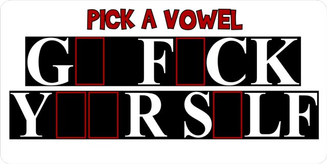 Pick A Vowel Photo LICENSE PLATE