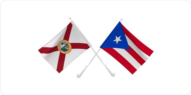 Puerto Rico / Florida Crossed FLAGs Plate