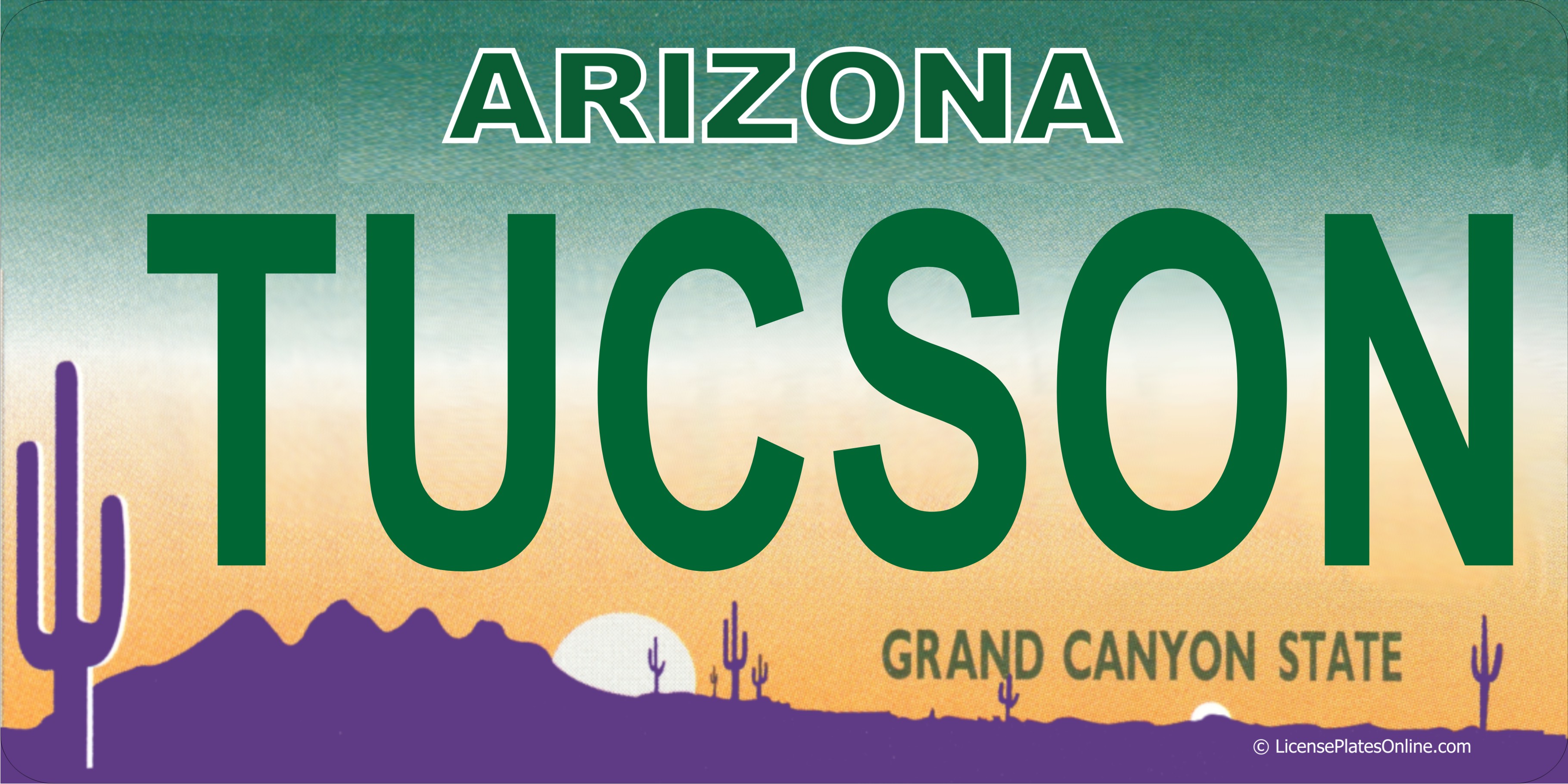 Arizona TUCSON Photo LICENSE PLATE   Free Personalization on this PLATE