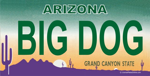 Arizona BIG DOG Photo LICENSE PLATE  Free Personalization on this PLATE