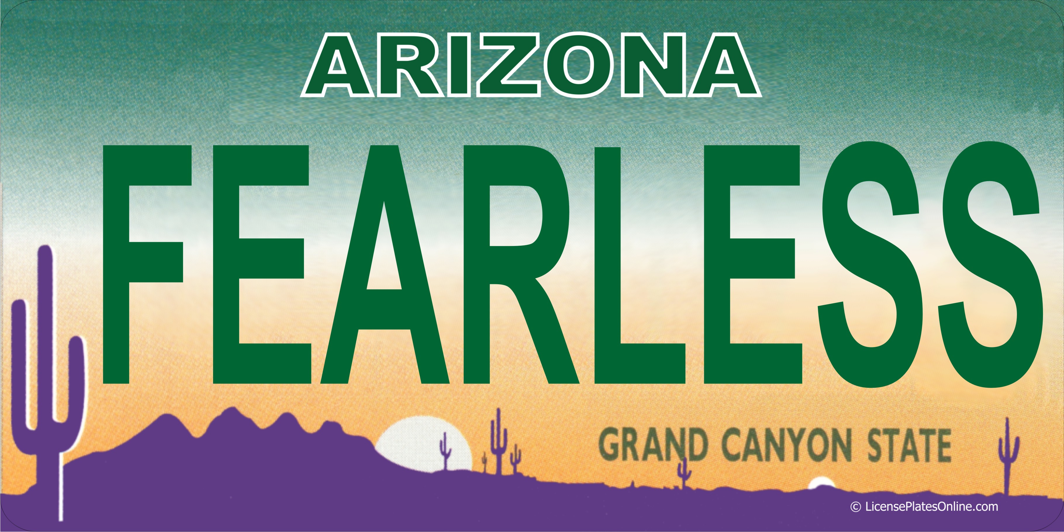Arizona FEARLESS Photo LICENSE PLATE   Free Personalization on this PLATE