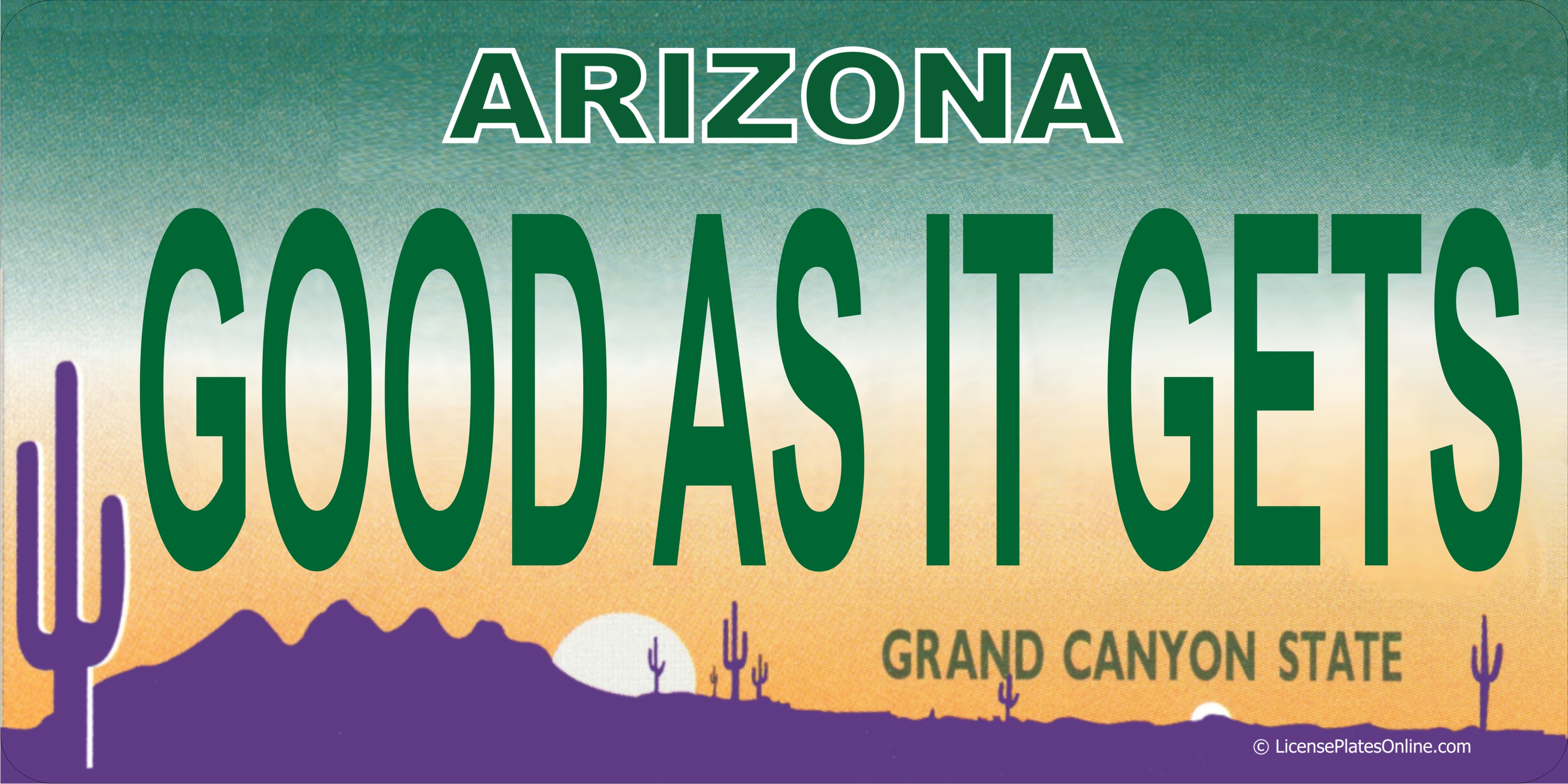 AZ GOOD AS IT GETS Photo LICENSE PLATE  Free Personalization on this PLATE