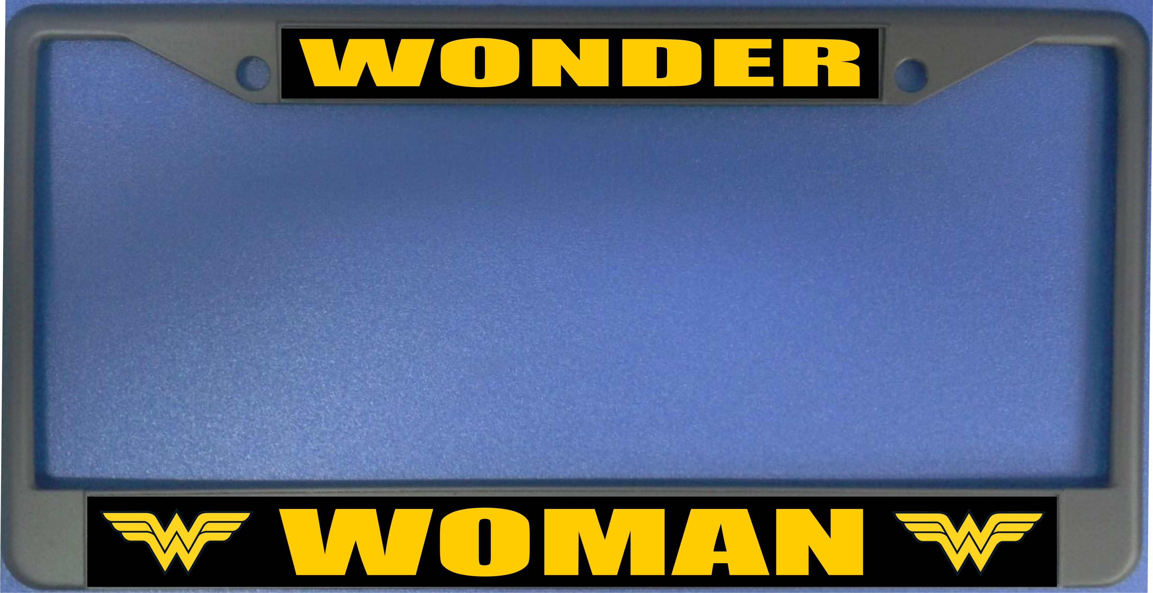 Wonder Woman On Black Photo LICENSE PLATE Frame Free Screw Caps with this Frame
