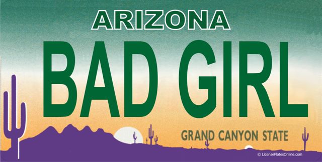 Arizona BAD GIRL Photo LICENSE PLATE  Free Personalization on this PLATE