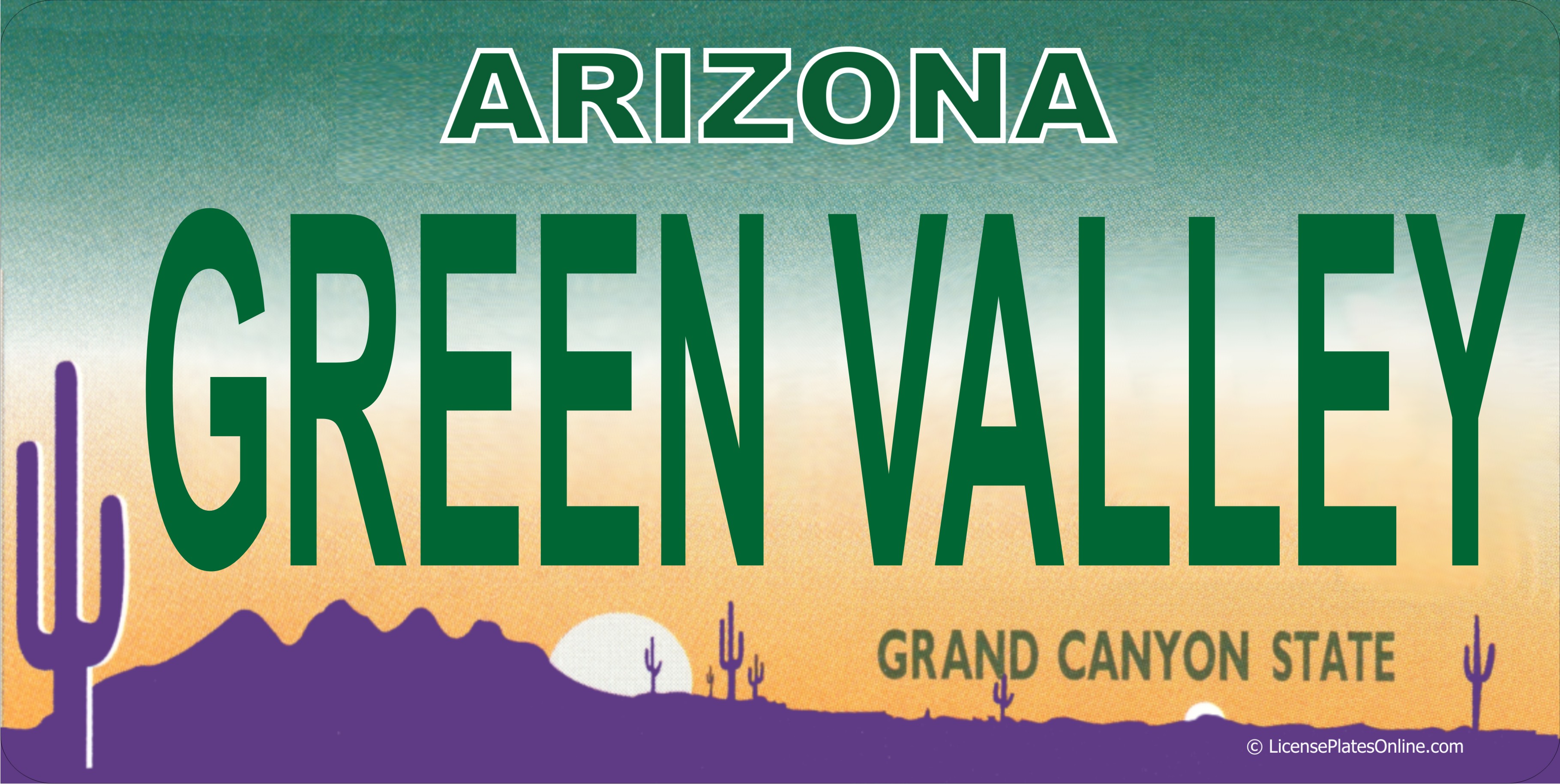 Arizona GREEN VALLEY Photo LICENSE PLATE   Free Personalization on this PLATE
