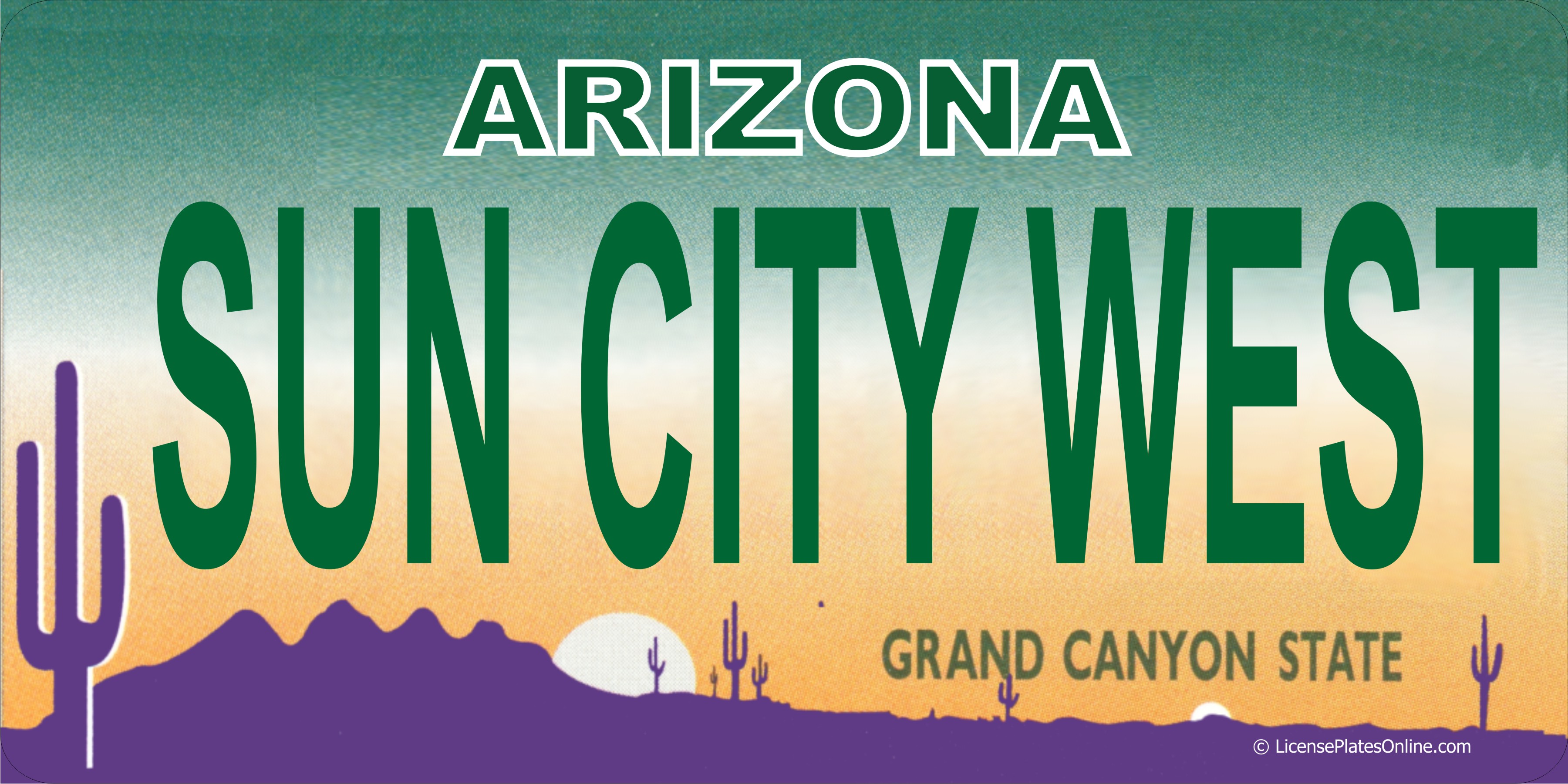 Arizona SUN CITY WEST Photo LICENSE PLATE   Free Personalization on this PLATE