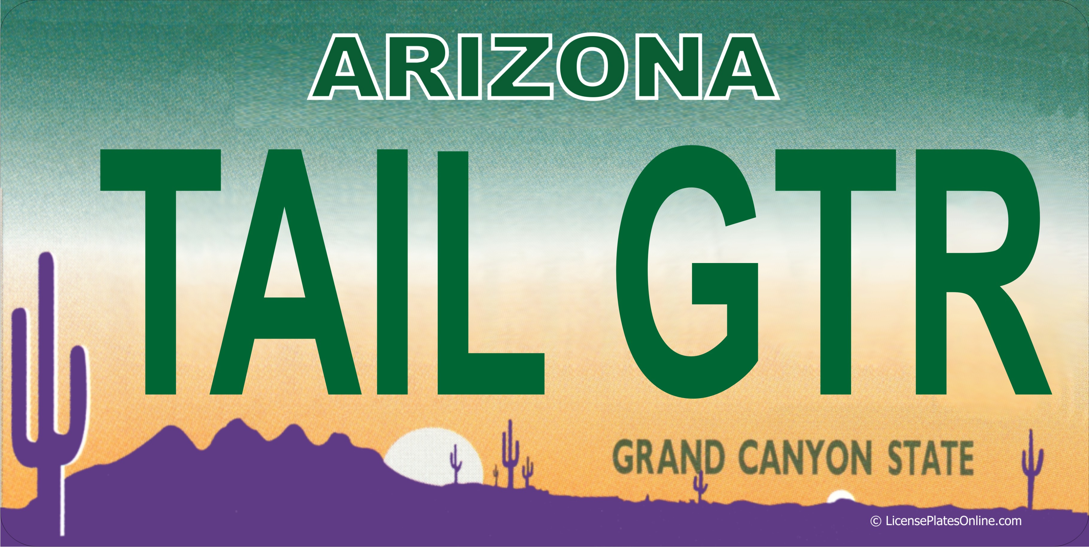 Arizona TAIL GTR Photo LICENSE PLATE   Free Personalization on this PLATE