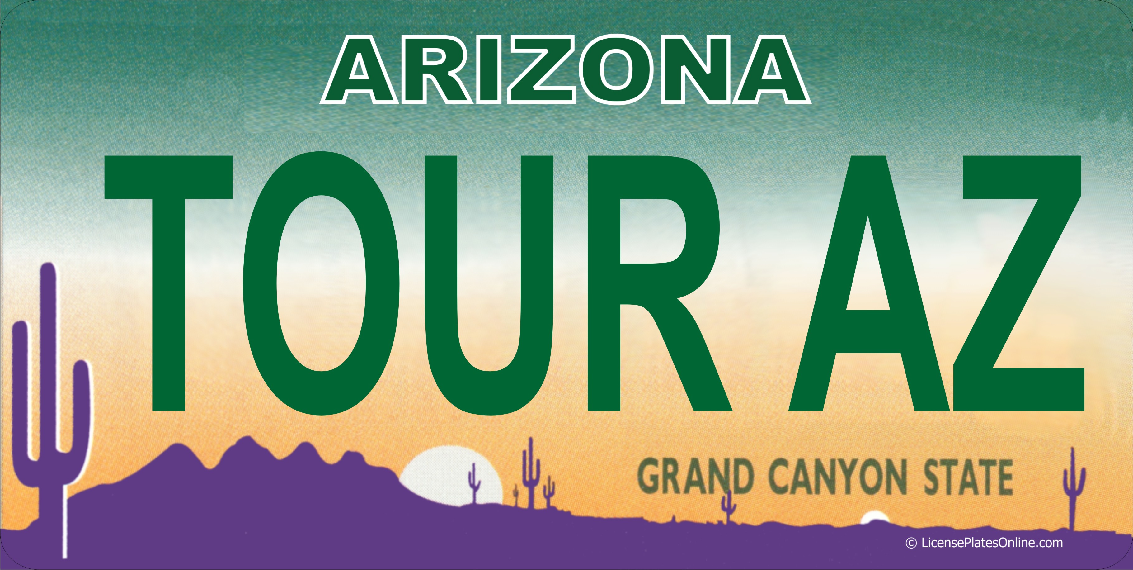 Arizona TOUR AZ Photo LICENSE PLATE   Free Personalization on this PLATE