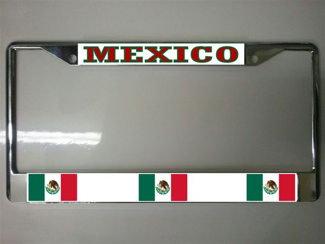 Mexico FLAG Photo License Plate Frame Free Screw Caps with this Frame