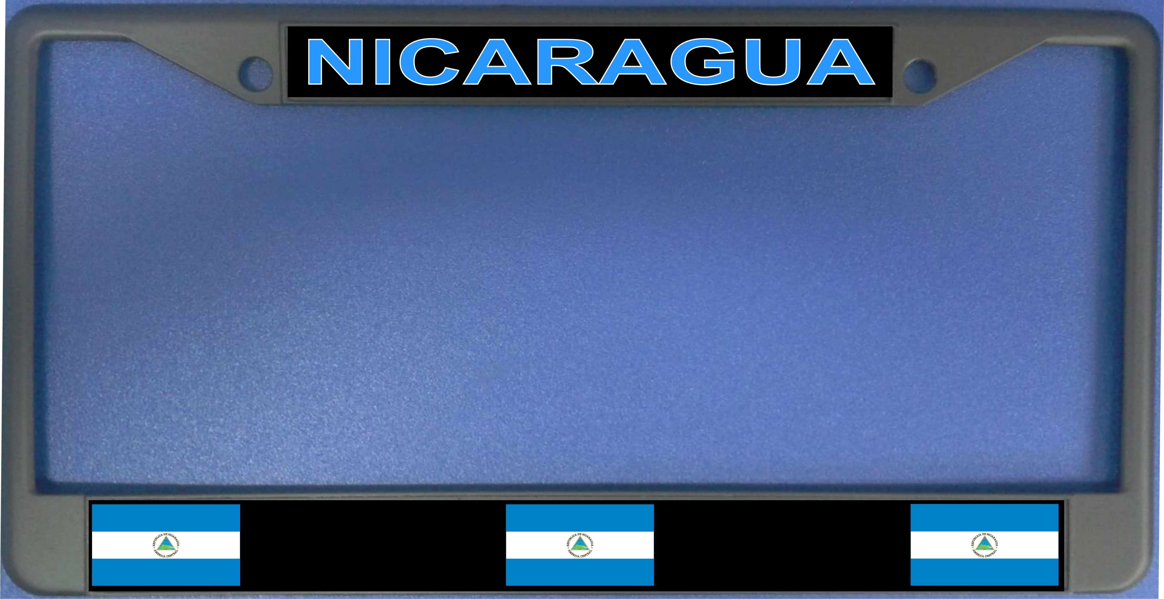 Nicaragua Flag Photo License Plate Frame   Free SCREW Caps with this Frame