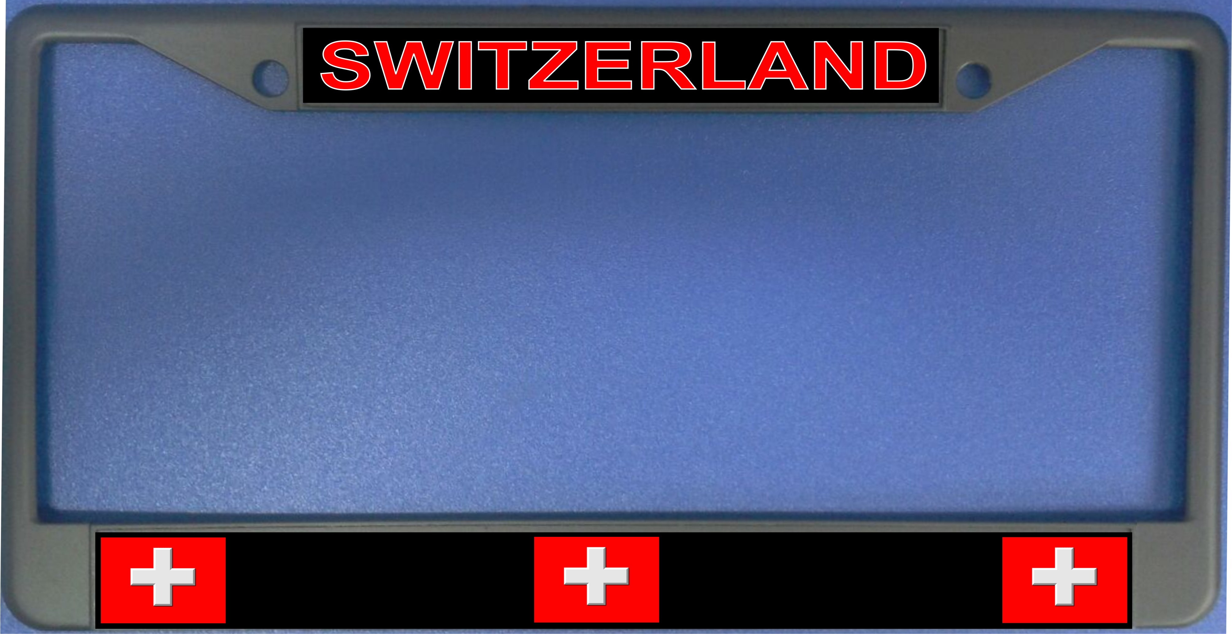 Switzerland Flag Photo License Plate Frame  Free SCREW Caps with this Frame