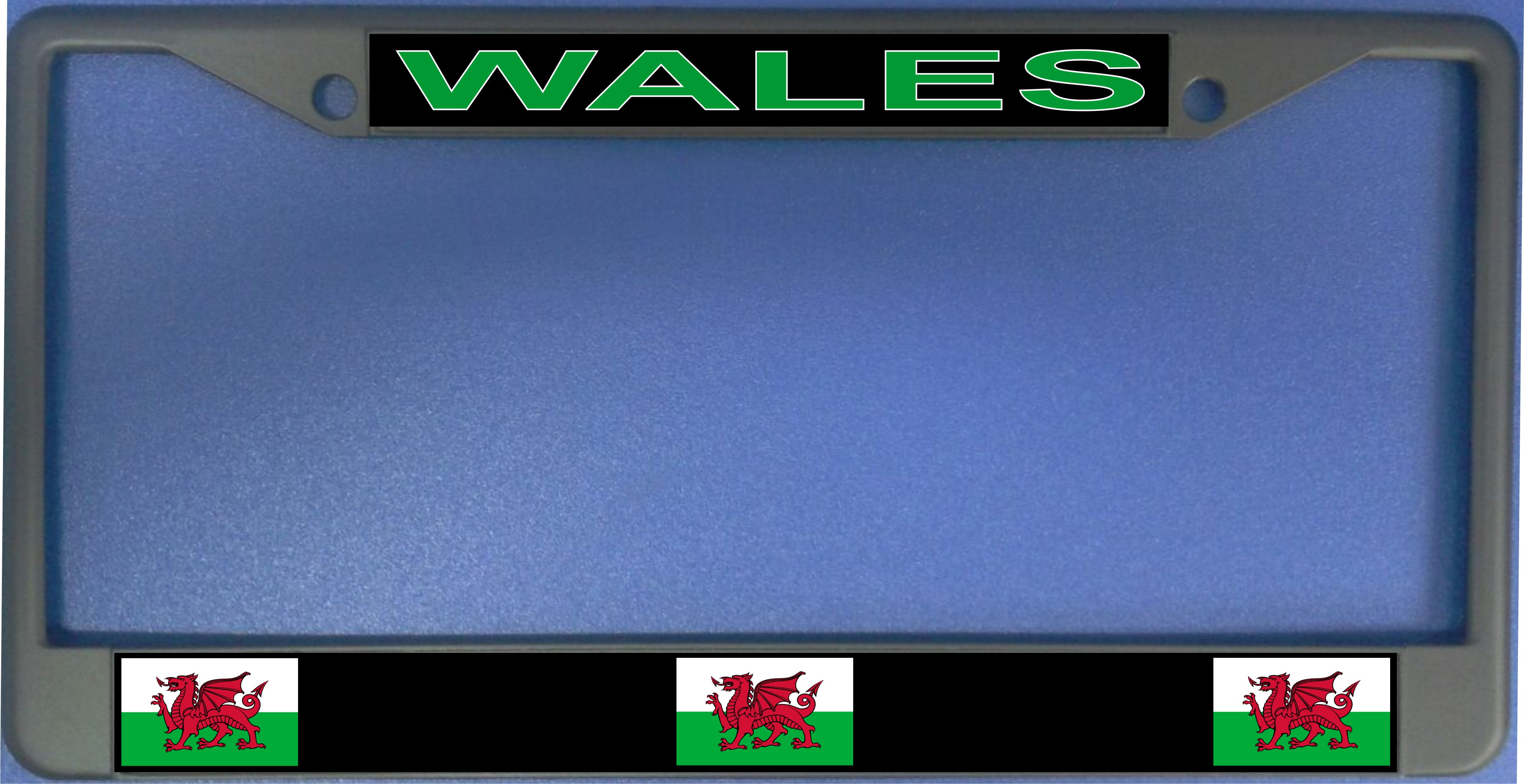 Wales Flag Photo License Plate Frame Free SCREW Caps Included