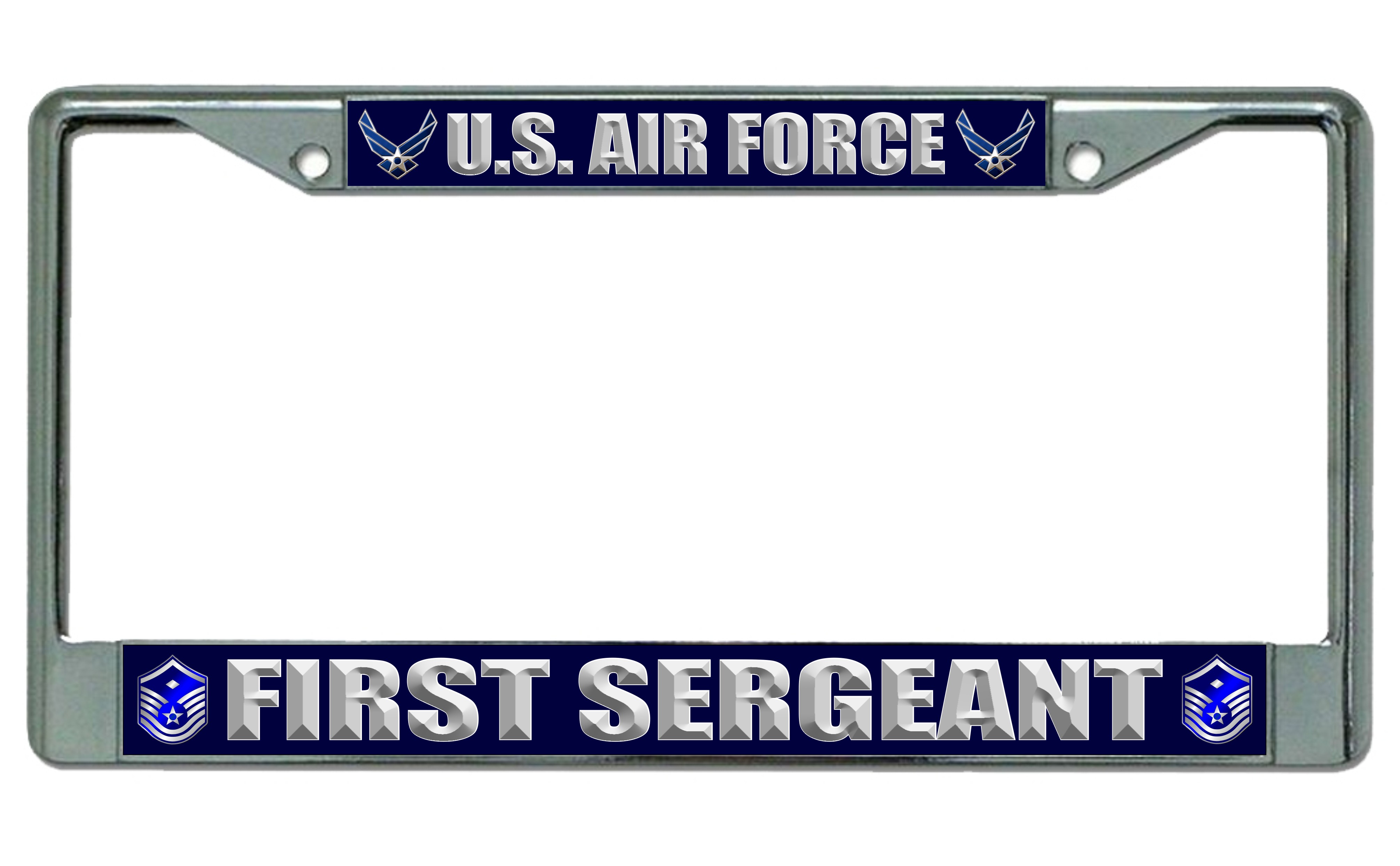 U.S. Air Force First Sergeant Photo License Frame.  Free SCREW Caps Included
