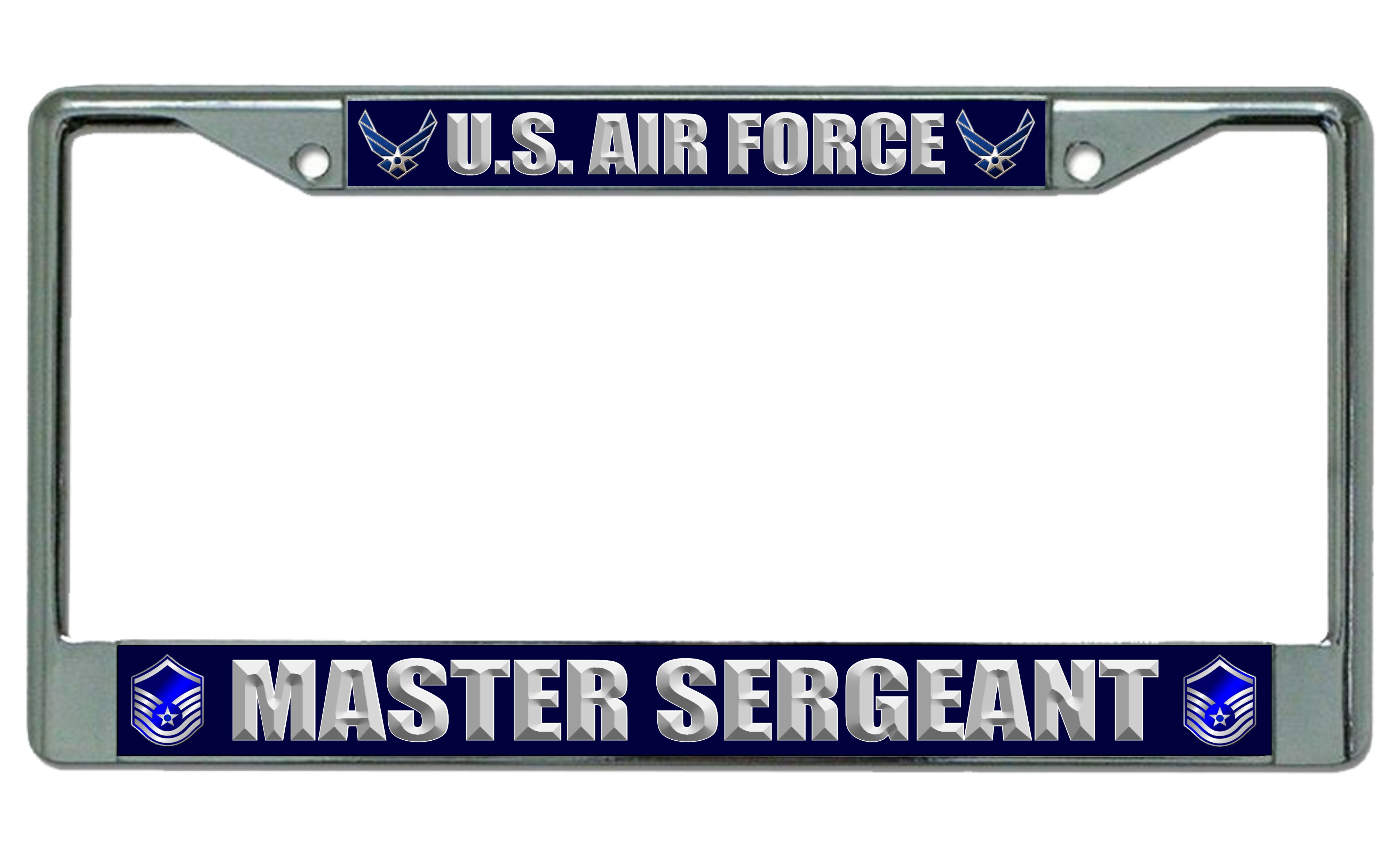 U.S. Air Force Master Sergeant Photo License Frame.  Free SCREW Caps Included