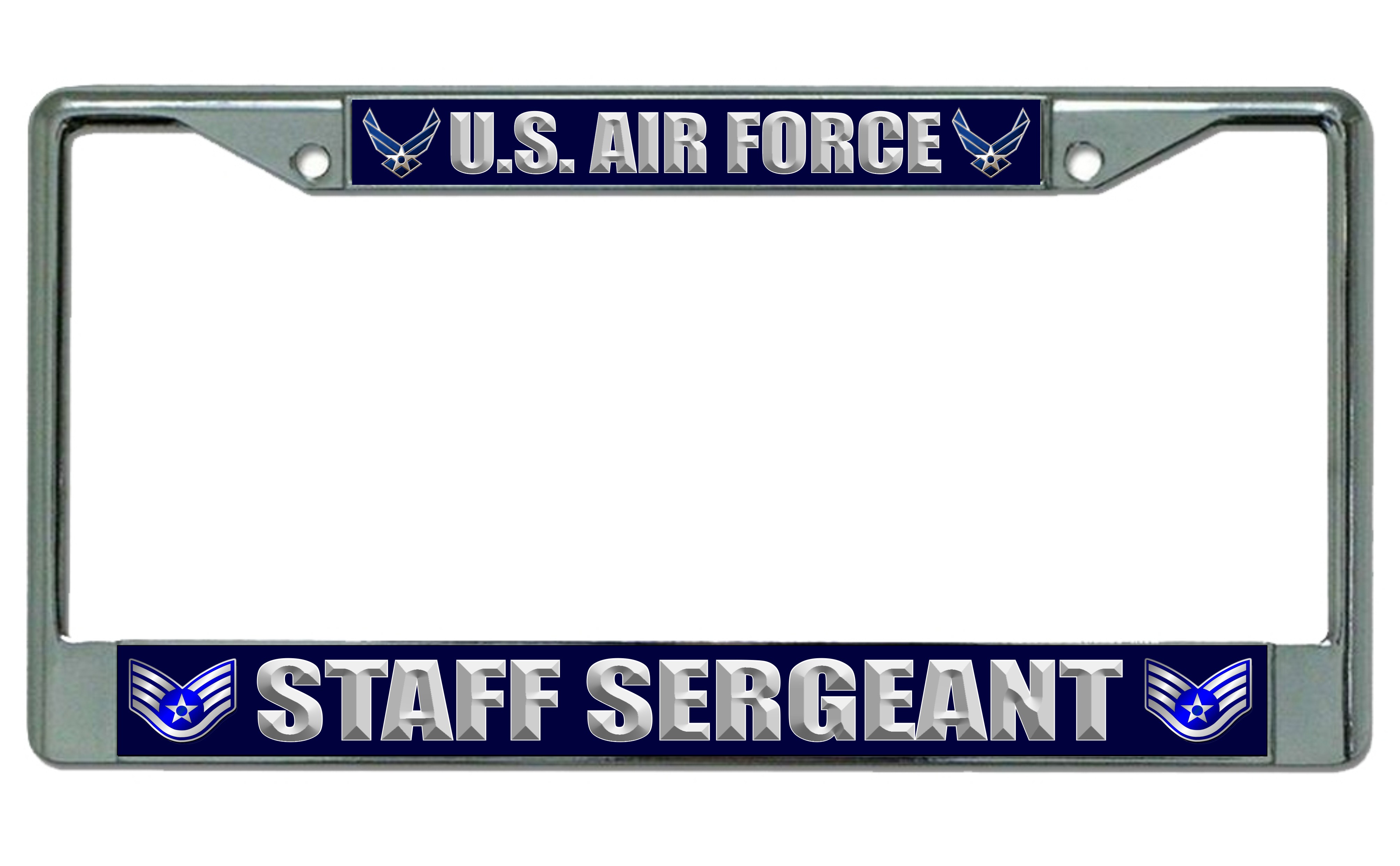 U.S. Air Force Staff Sergeant Photo License Frame.  Free SCREW Caps Included