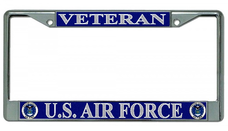 U.S. Air Force Veteran Chrome License Plate FRAME