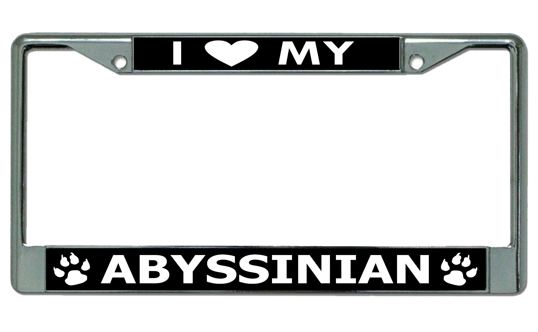 I Love My Abyssinian Cat Chrome LICENSE PLATE Frame