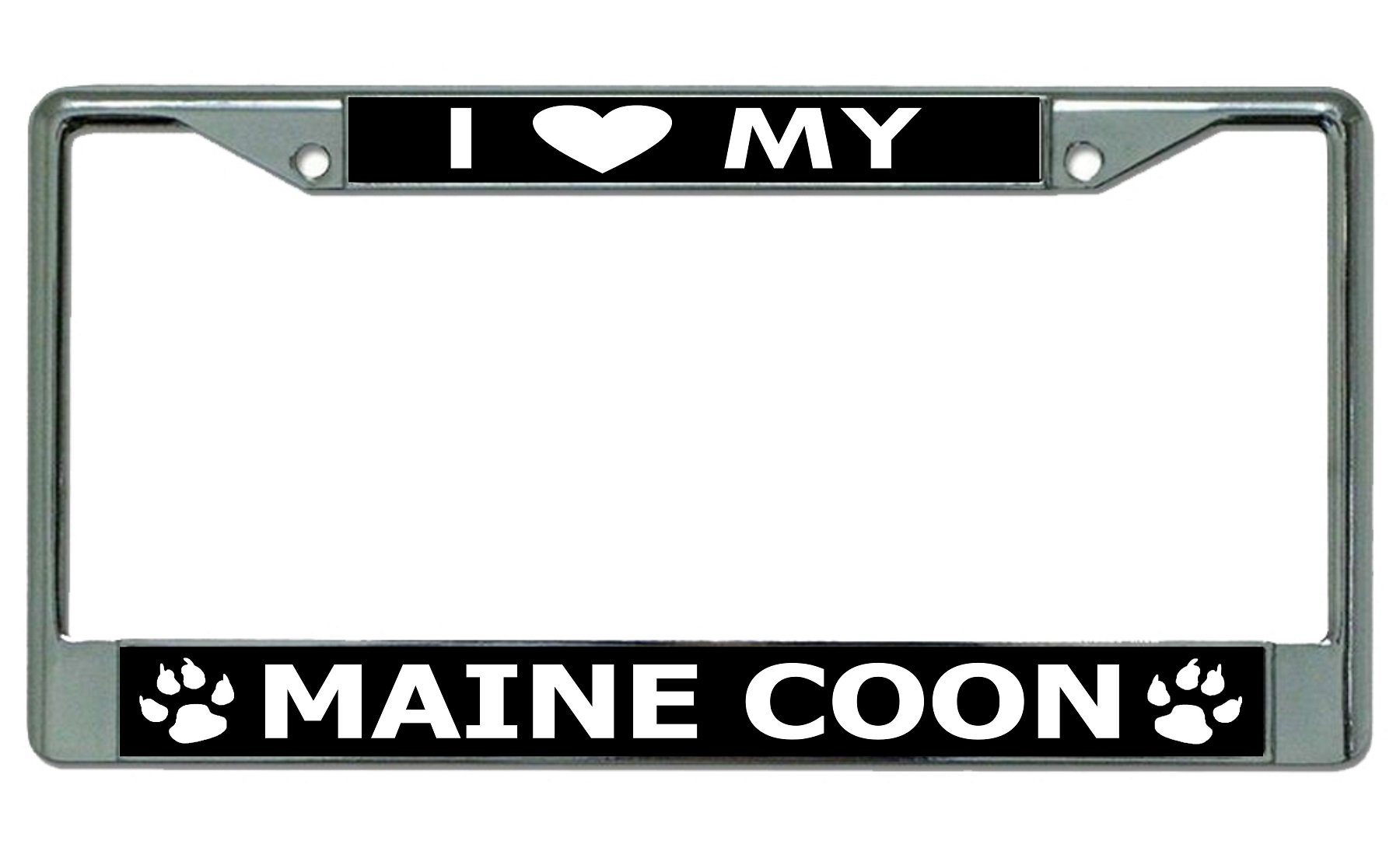 I Love My Maine Coon Cat Chrome License Plate FRAME