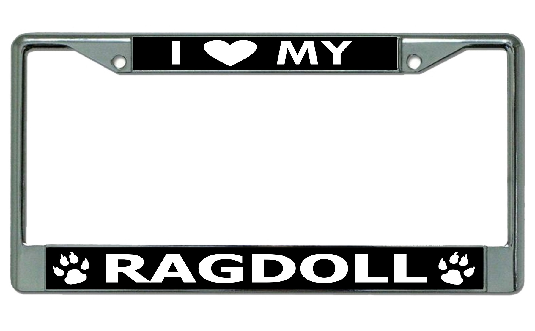 I Love My Ragdoll Cat Chrome License Plate FRAME