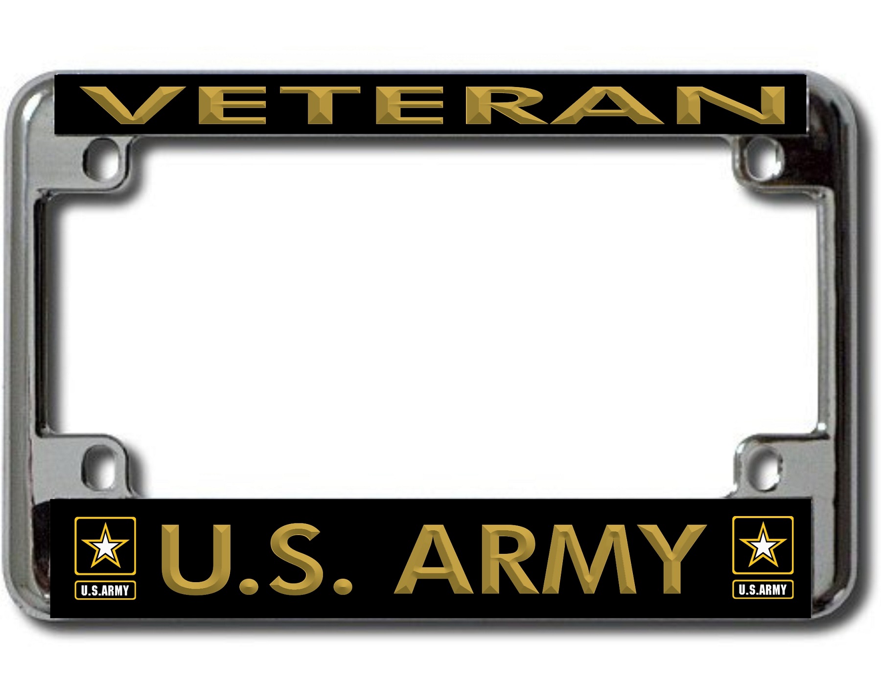Veteran U.S. Army Chrome Motorcycle License Plate FRAME