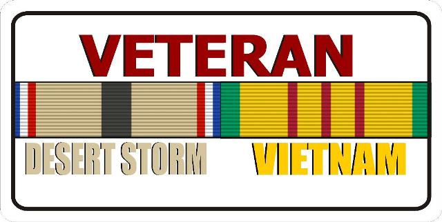 Desert Storm And Vietnam Veteran Photo LICENSE PLATE
