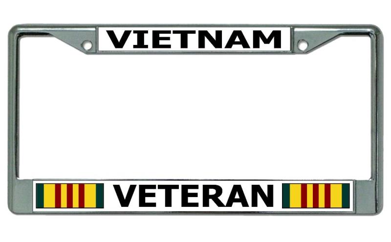 Vietnam Veteran Ribbon Chrome LICENSE PLATE Frame