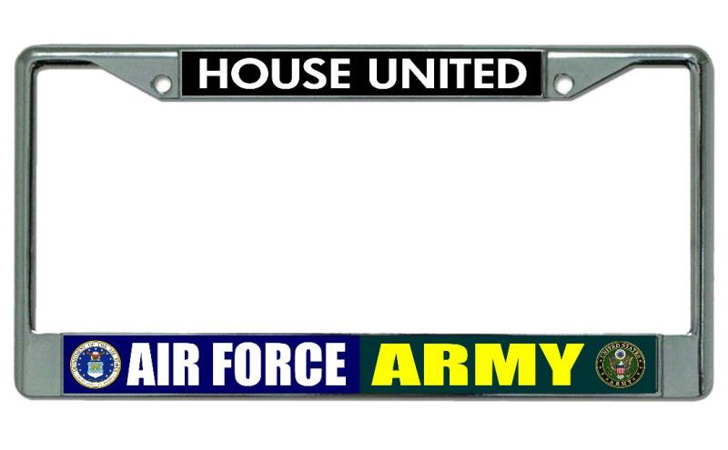 Air Force Army House United Chrome License Plate FRAME