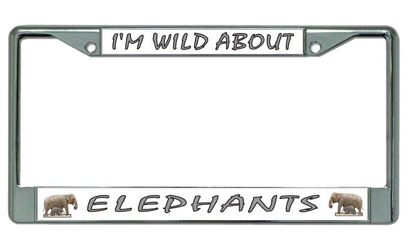 I'm Wild About Elephants Chrome LICENSE PLATE Frame