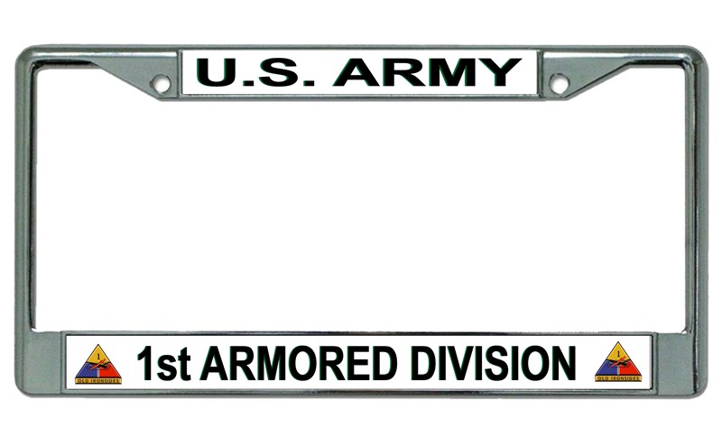 U.S. Army 1st Armored Division Chrome License Plate FRAME