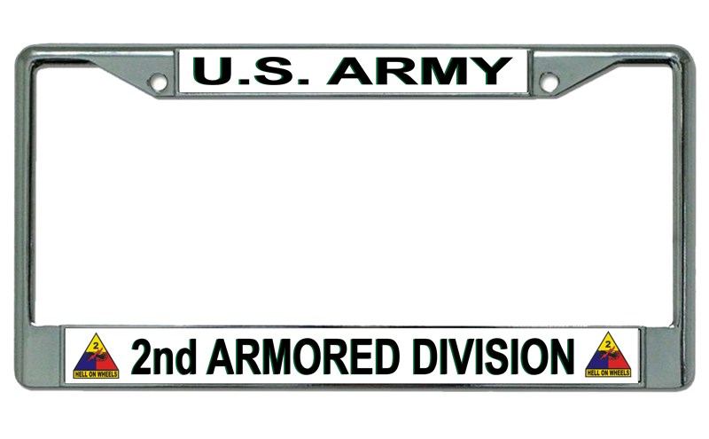 U.S. Army 2nd Armored Division Chrome License Plate FRAME