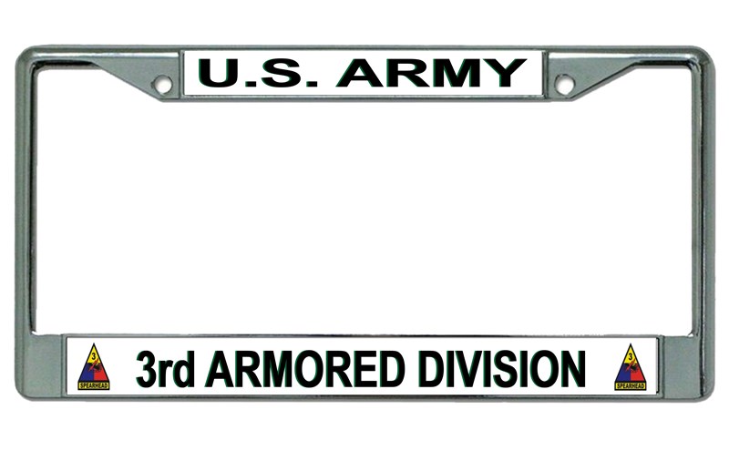 U.S. Army 3rd Armored Division Chrome License Plate FRAME