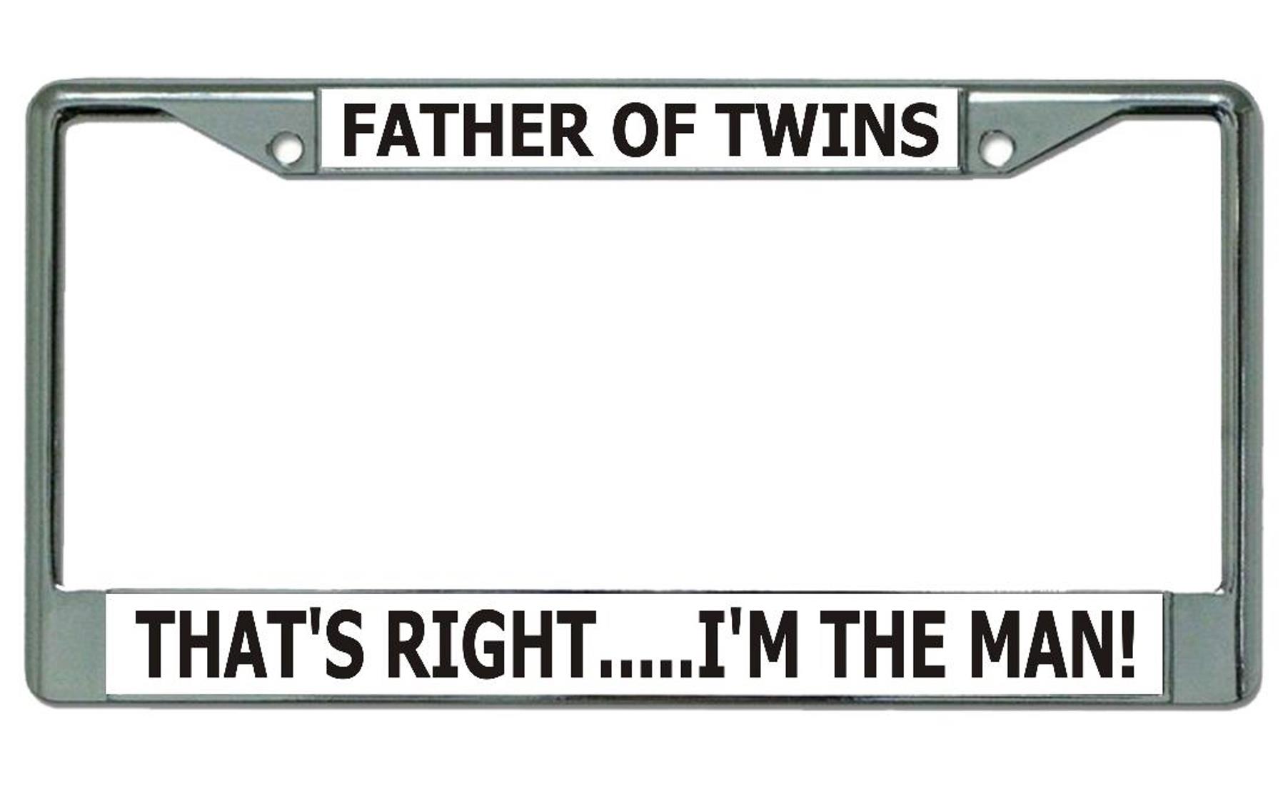 Father Of Twins Chrome License Plate FRAME