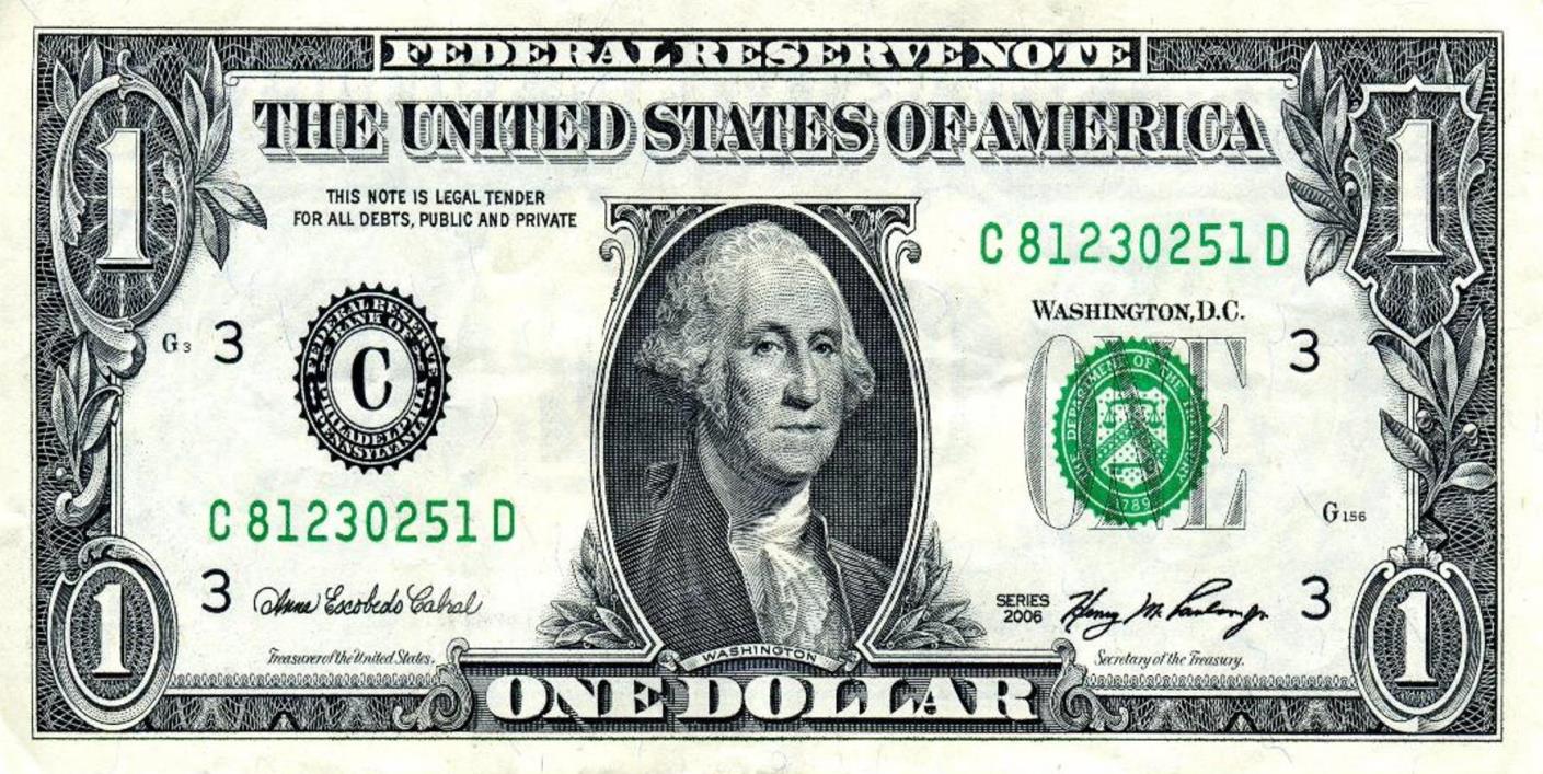 One Dollar Bill Photo LICENSE PLATE