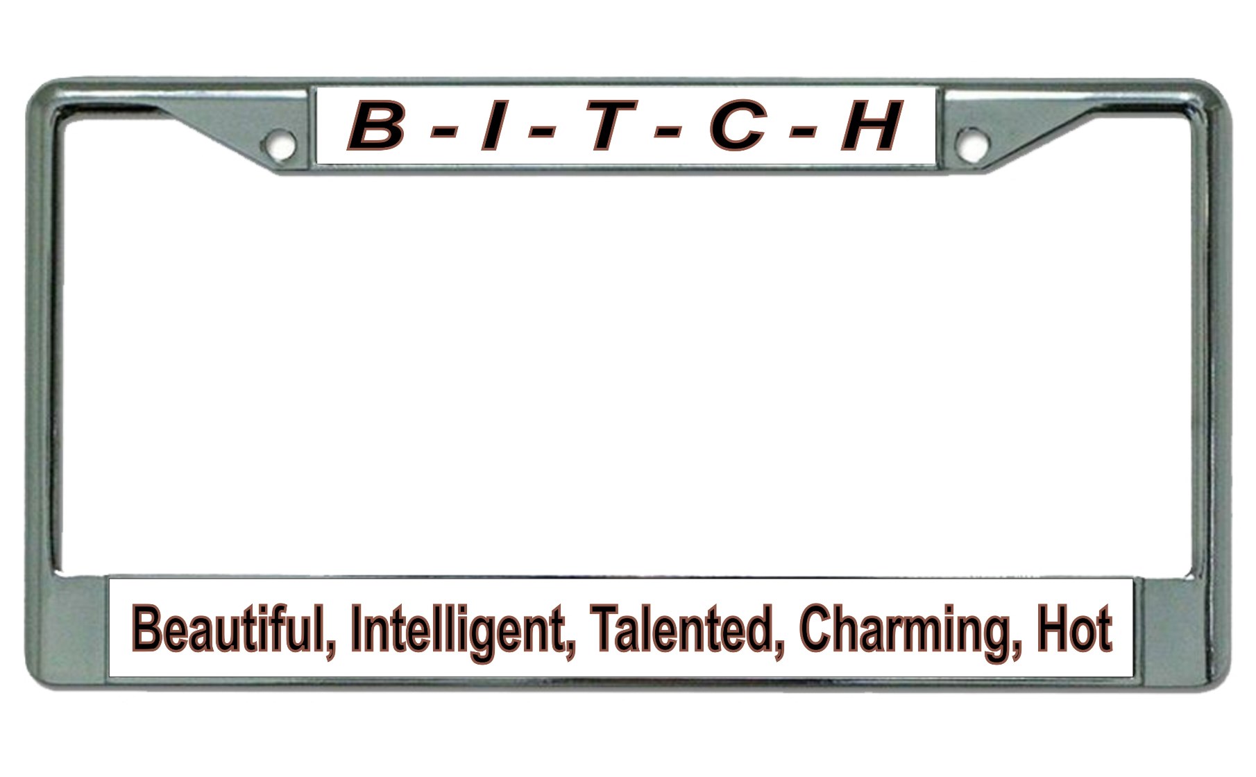 B-I-T-C-H Chrome License Plate FRAME