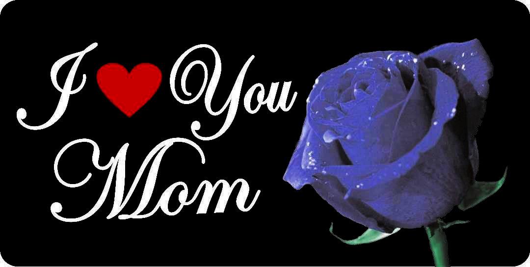I Love You Mom With White Rose Photo LICENSE PLATE