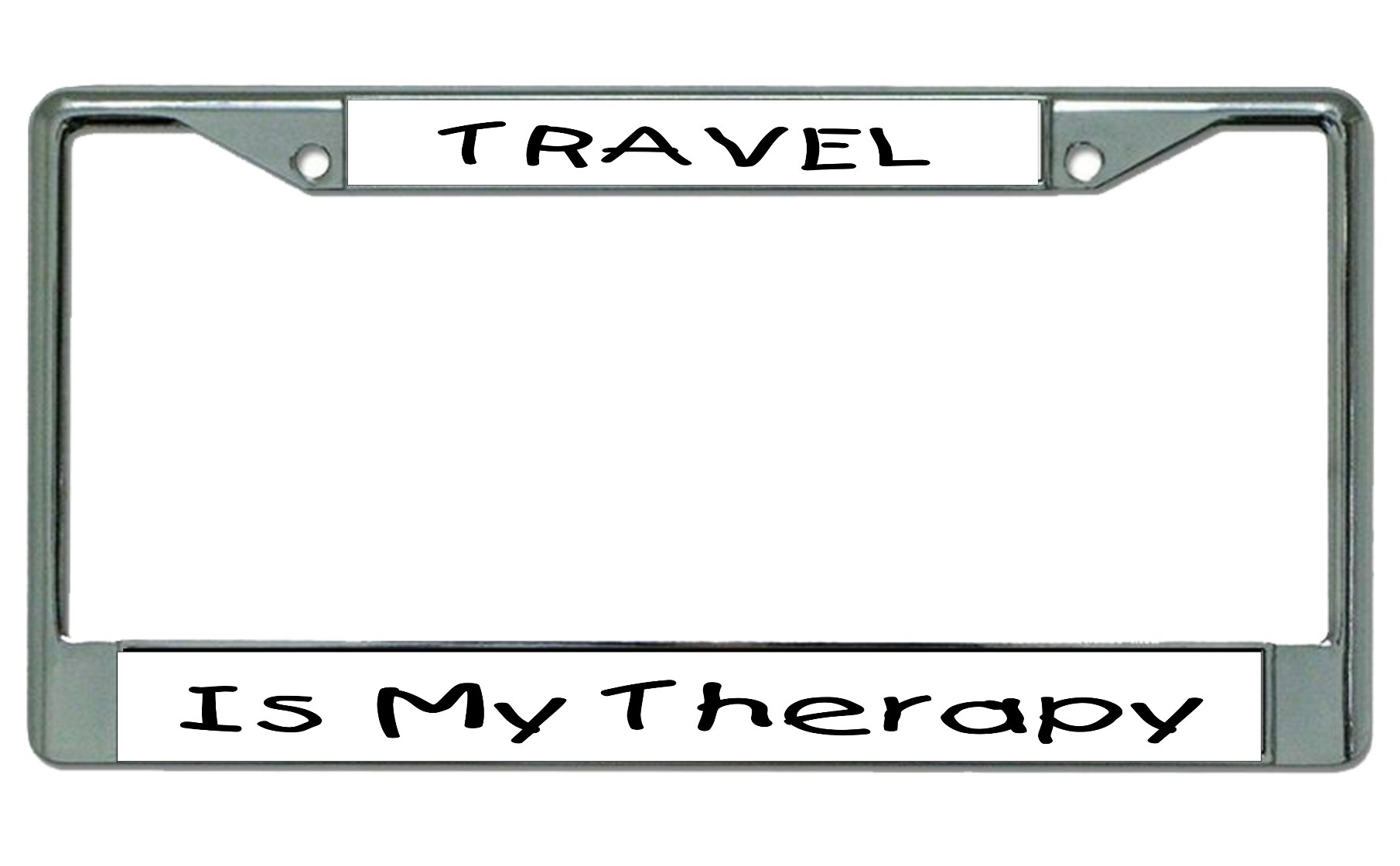 Travel Is My Therapy #2 Chrome License Plate FRAME